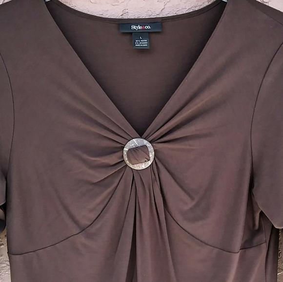 STYLE & CO CASUAL TUNIC 3/4 SLEEVE BLOUSY BOTTOM - Picture 3 of 5